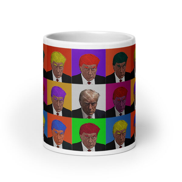 trump, mugshot, andy warhol, coffee mug, 2024