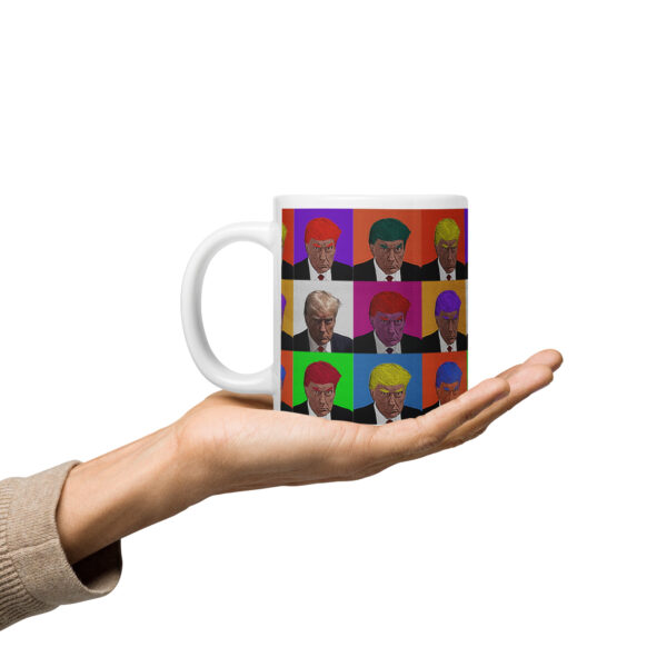 trump, mugshot, andy warhol, coffee mug, 2024